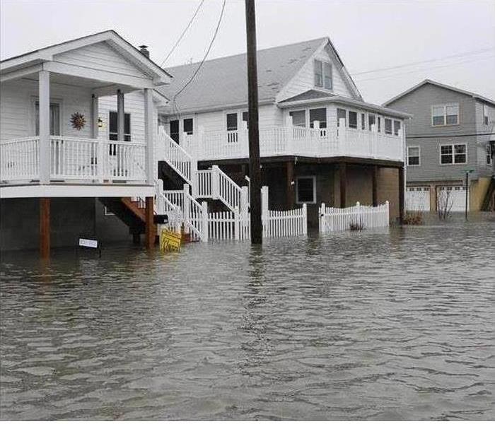Flood waters near houses